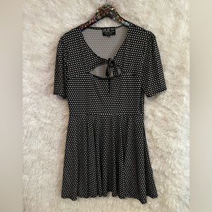 Black and white polka dot mini dress